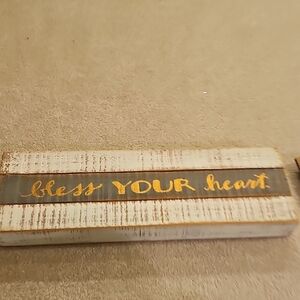 Brand New Bless Your Heart Copper Color Rustic Wooden Sign with Gold Accents 18"